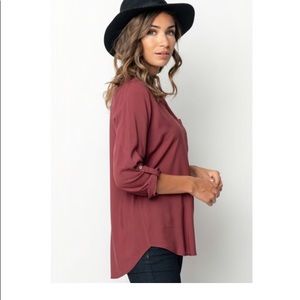 Beautiful open tab wine colored  blouse